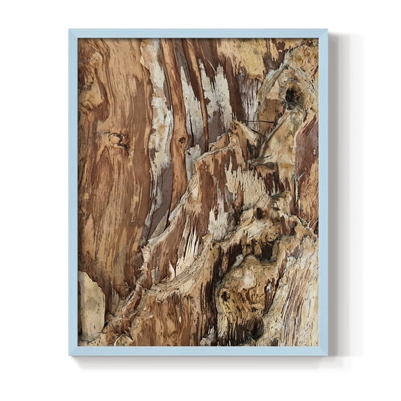 Tree Texture Triptych I Framed Print in Blue Solid Wood Framed Print No Nail Hanging