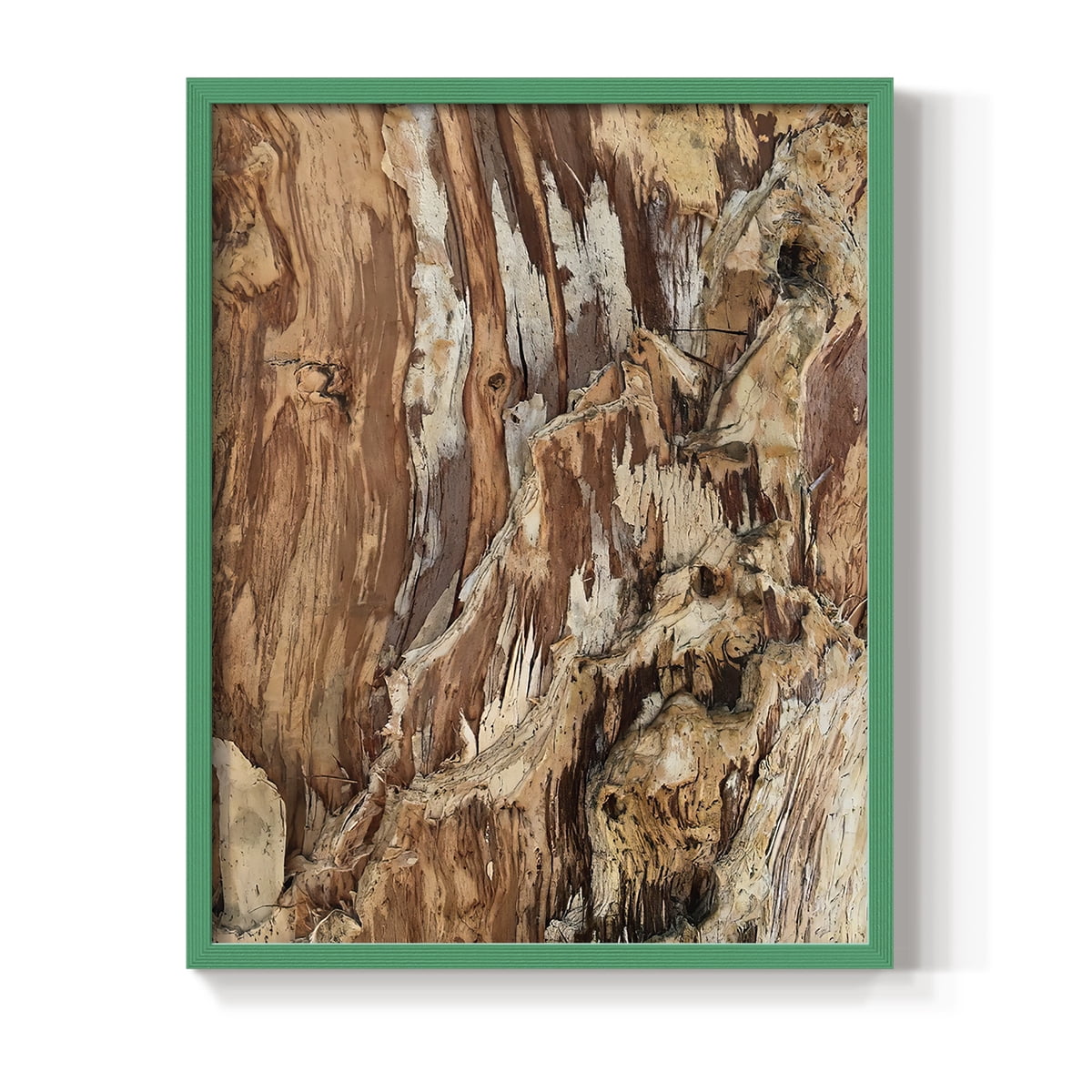 Tree Texture Triptych I Framed Print in Green Solid Wood Framed Print No Nail Hanging