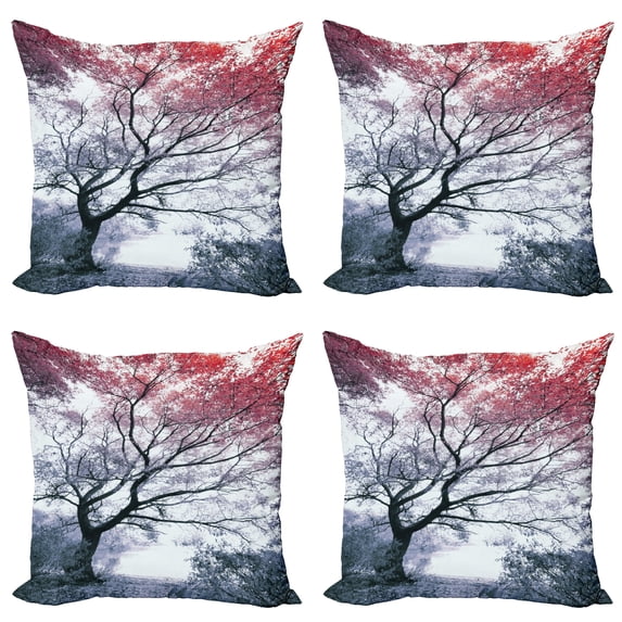 Ambesonne Tree Throw Pillow Cover 4 Pack, Abstract Colorful Dramatic, 20", Multicolor