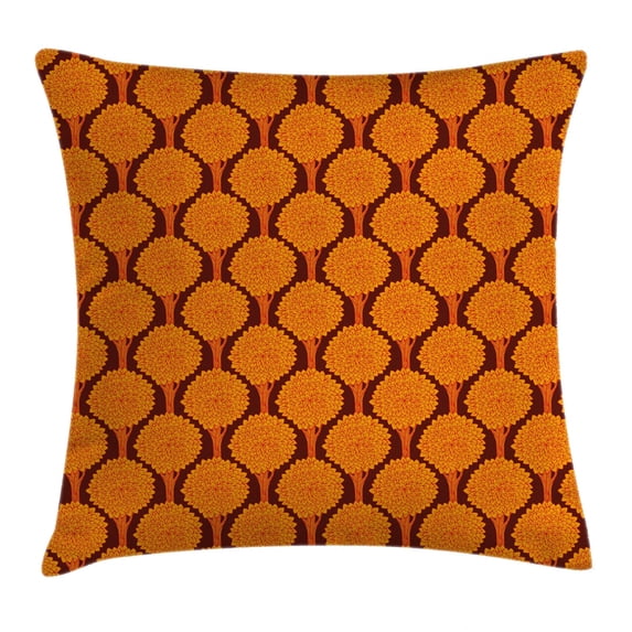 Tree Throw Pillow Cushion Cover, Abstract Vibrant Color Forest Pattern Autumn Season Wildlife Modern Artwork, Decorative Square Accent Pillow Case, 24 X 24 Inches, Orange Chesnut Brown, by Ambesonne