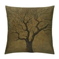 thumbnail image 1 of Tree Throw Pillow Cushion Cover, Illustration of a Big Tree on Antique Old Paper Vintage Style Artwork Design Print, Decorative Square Accent Pillow Case,, 1 of 5