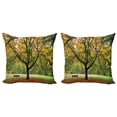 thumbnail image 1 of Ambesonne Fall Throw Pillow Cover 2 Pack, Autumn Park Leaves Nature, 16", Green Yellow, 1 of 6