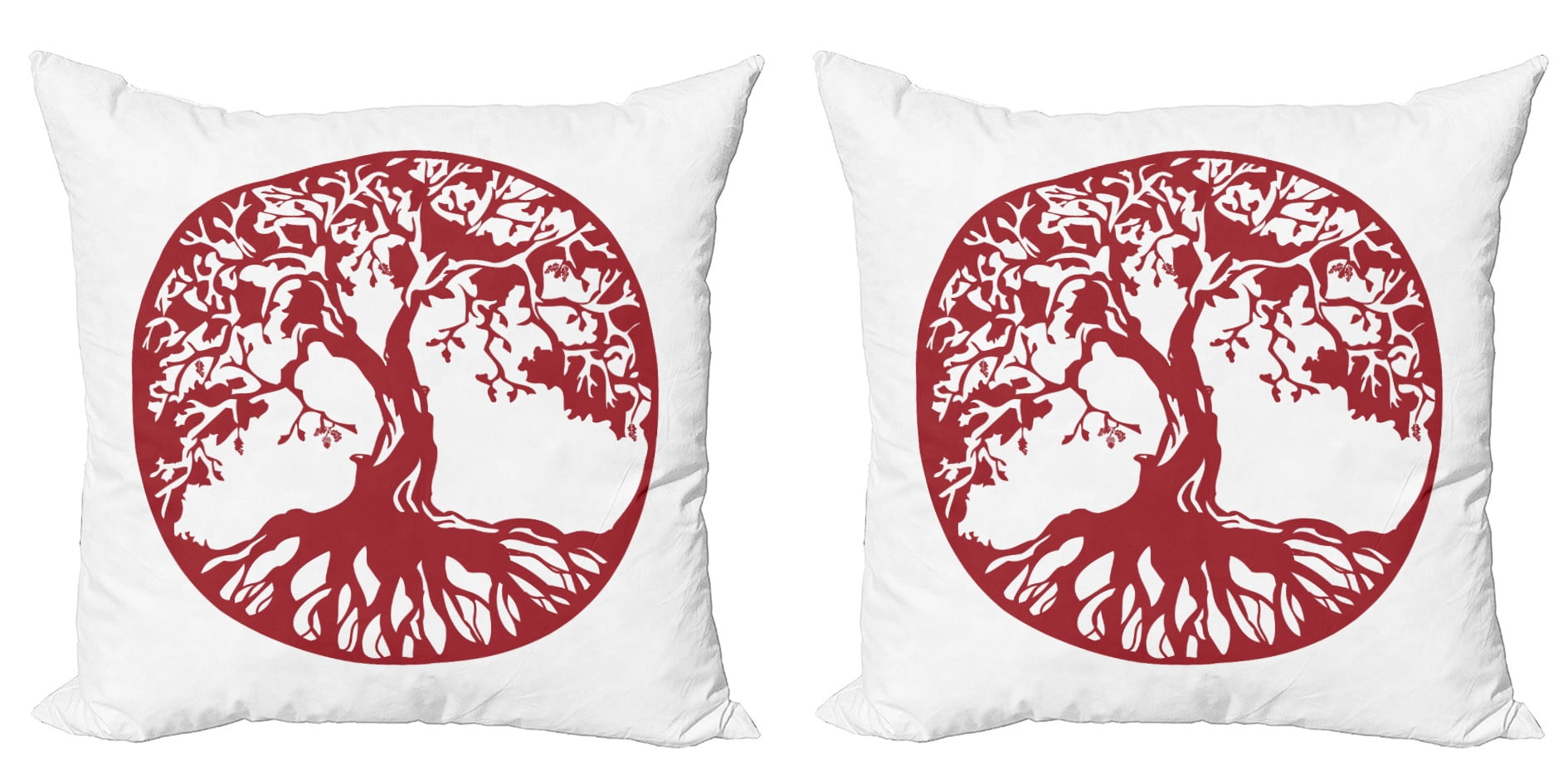 Pillo Tree Ambesonne Tree Throw Pillow Cover 2 Pack, Traditional Oak Silhouette ...