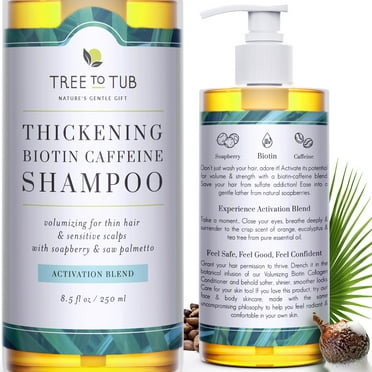 Tree To Tub Biotin Fine Hair Thickening Shampoo for Thicker, Fuller Volume - Gentle Volumizing Sulfate Free Argan Oil Shampoo for Women & Men