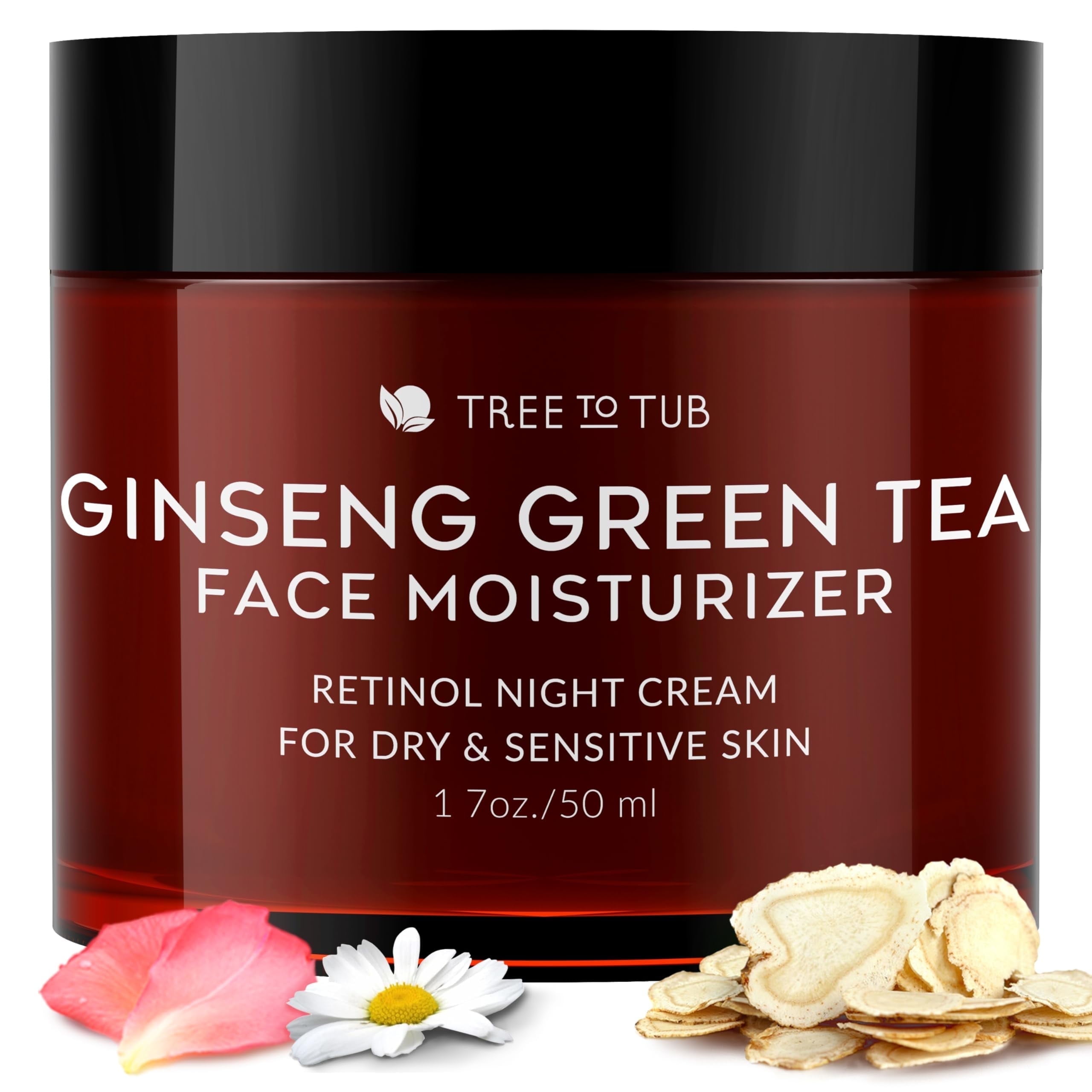 Tree To Tub Retinol Anti Aging Face Moisturizer for Dry & Sensitive Skin - Anti Wrinkle Facial Moisturizer, Vitamin A & E Night Cream for Women & Men