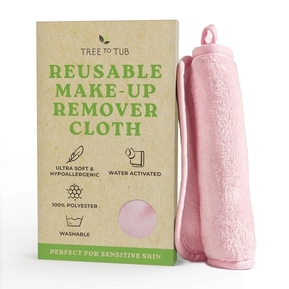Tree To Tub Reusable Makeup Remover Cloth for Face- Washable Microfiber Makeup Remover Towels for Gentle Cleansing - Face Washcloth for Daily Use