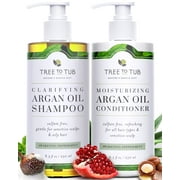 Tree To Tub Sulfate Free Shampoo and Conditioner Set for Oily Hair - Sensitive Scalp - Hydrating Argan Oil Shampoo and Conditioner for Women & Men