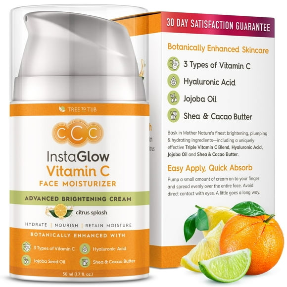 Tree To Tub Vitamin C Face Cream - Triple Action Vitamin C Moisturizer for Face, Brightening Vitamin C Face Lotion, Face Moisturizer for Women