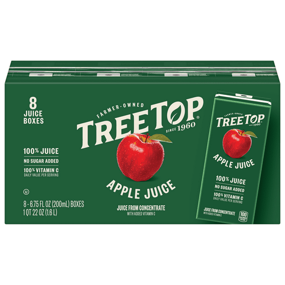 Tree Top 100% Apple Juice from Concentrate, 6.75 fl oz Boxes, Pack of 8