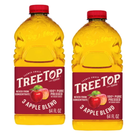 Tree Top 100% Pure Pressed 3 Apple Blend Juice, 64 fl oz Bottles (2 Pack)