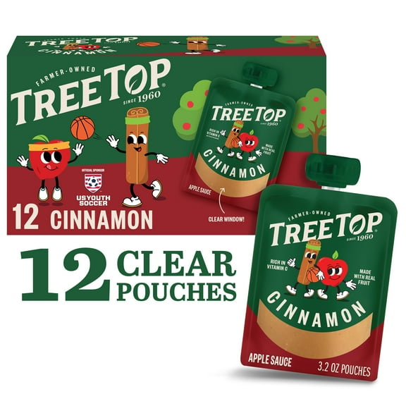 Tree Top Apple Sauce Pouch, Cinnamon, 3.2 oz, 12 Count