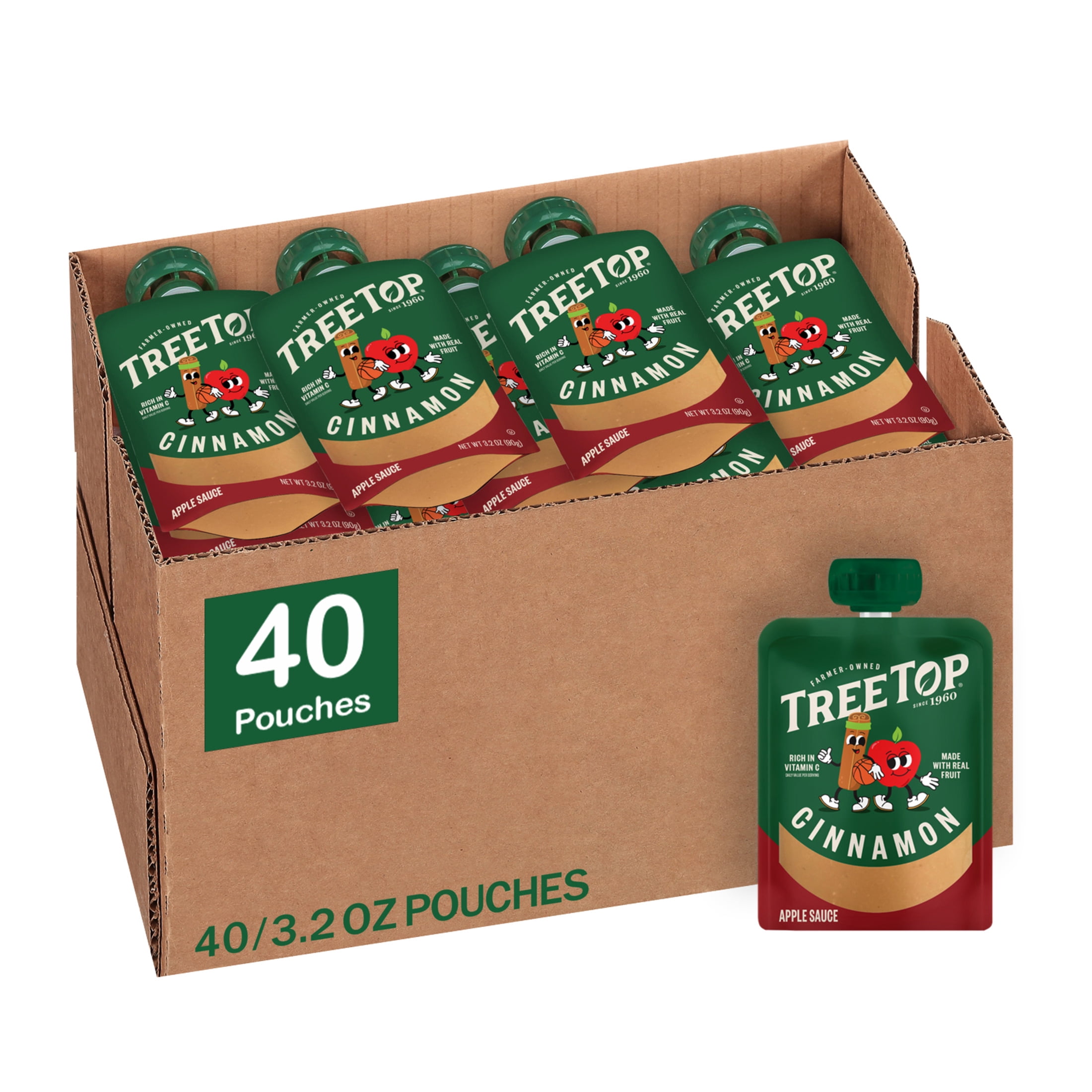 Tree Top Cinnamon Apple Sauce Pouches, 3.2 Oz, 40 Count