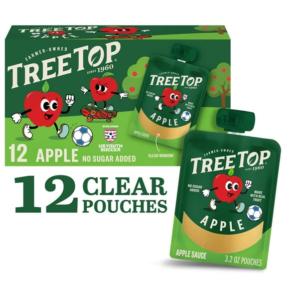 Tree Top Apple Sauce, No Sugar Added, 3.2 Ounce Pouch, 12 Count