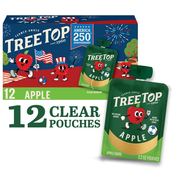 Tree Top Apple Sauce Pouches, No Sugar Added, 3.2 Oz, 12 Count