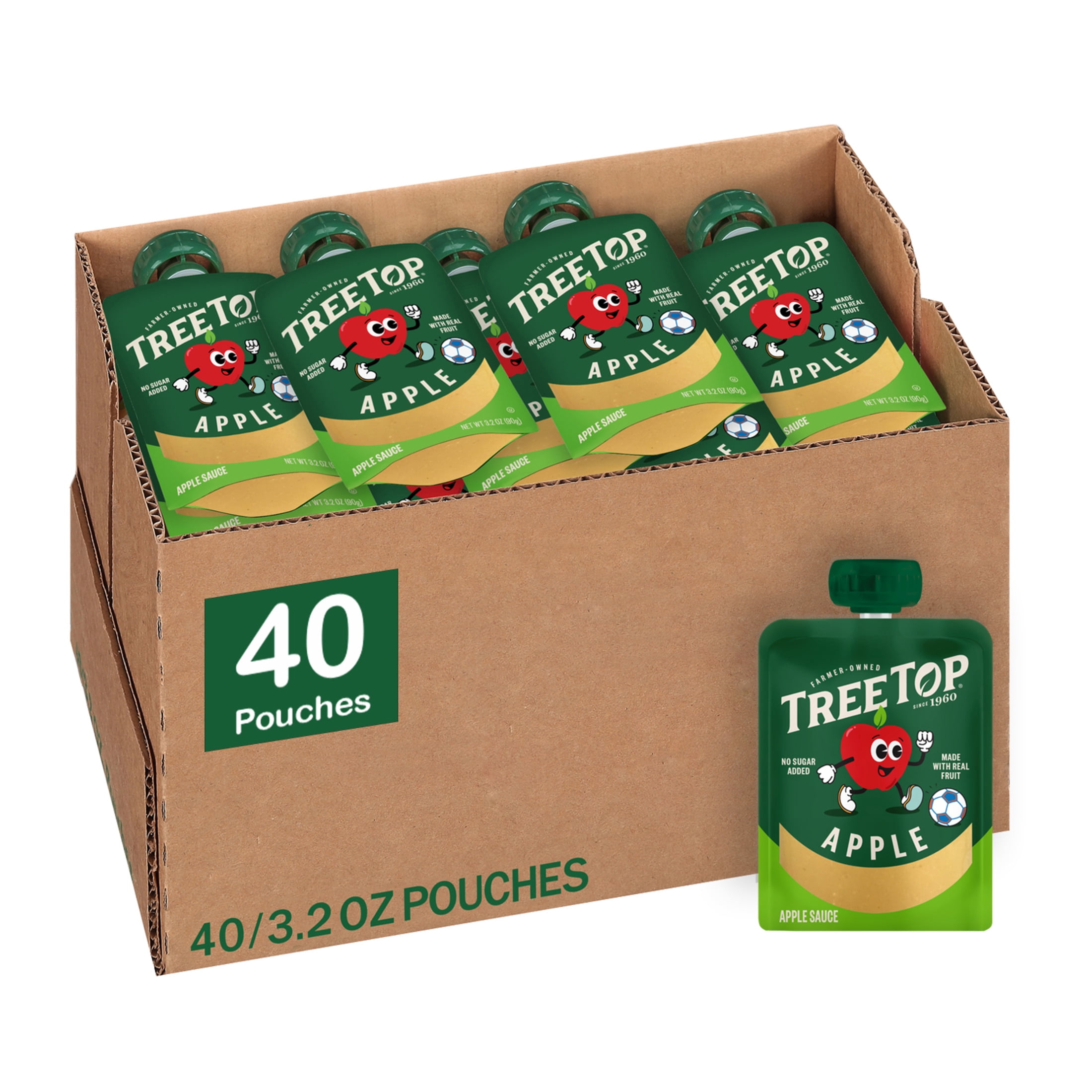 Tree Top No Sugar Added Apple Sauce Pouches, 3.2 Oz, 40 Count