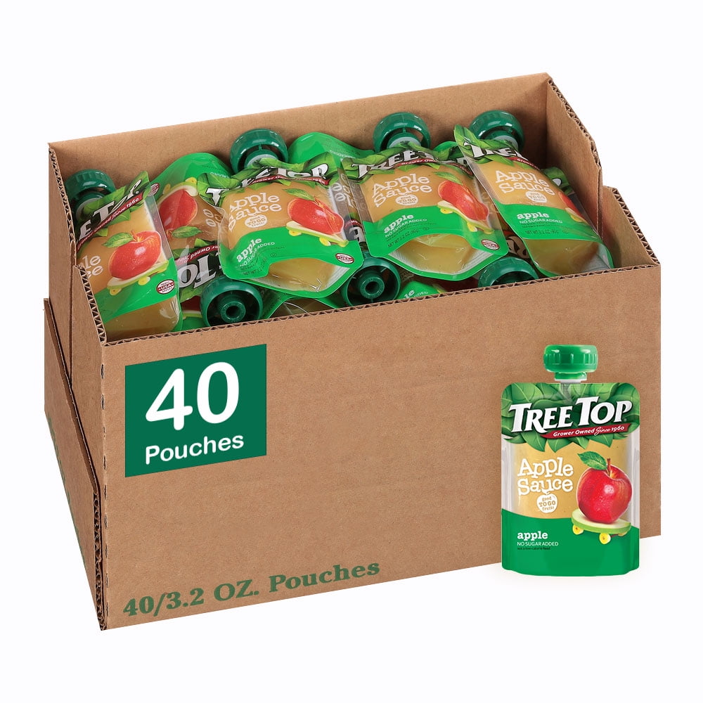 Tree Top Apple Sauce, No Sugar Added, 3.2 Ounce Pouch, 40 Count