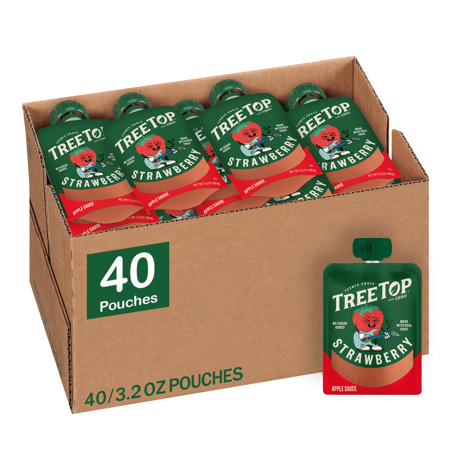 Tree Top Strawberry Apple Sauce Pouches, 3.2 oz, 40 Count