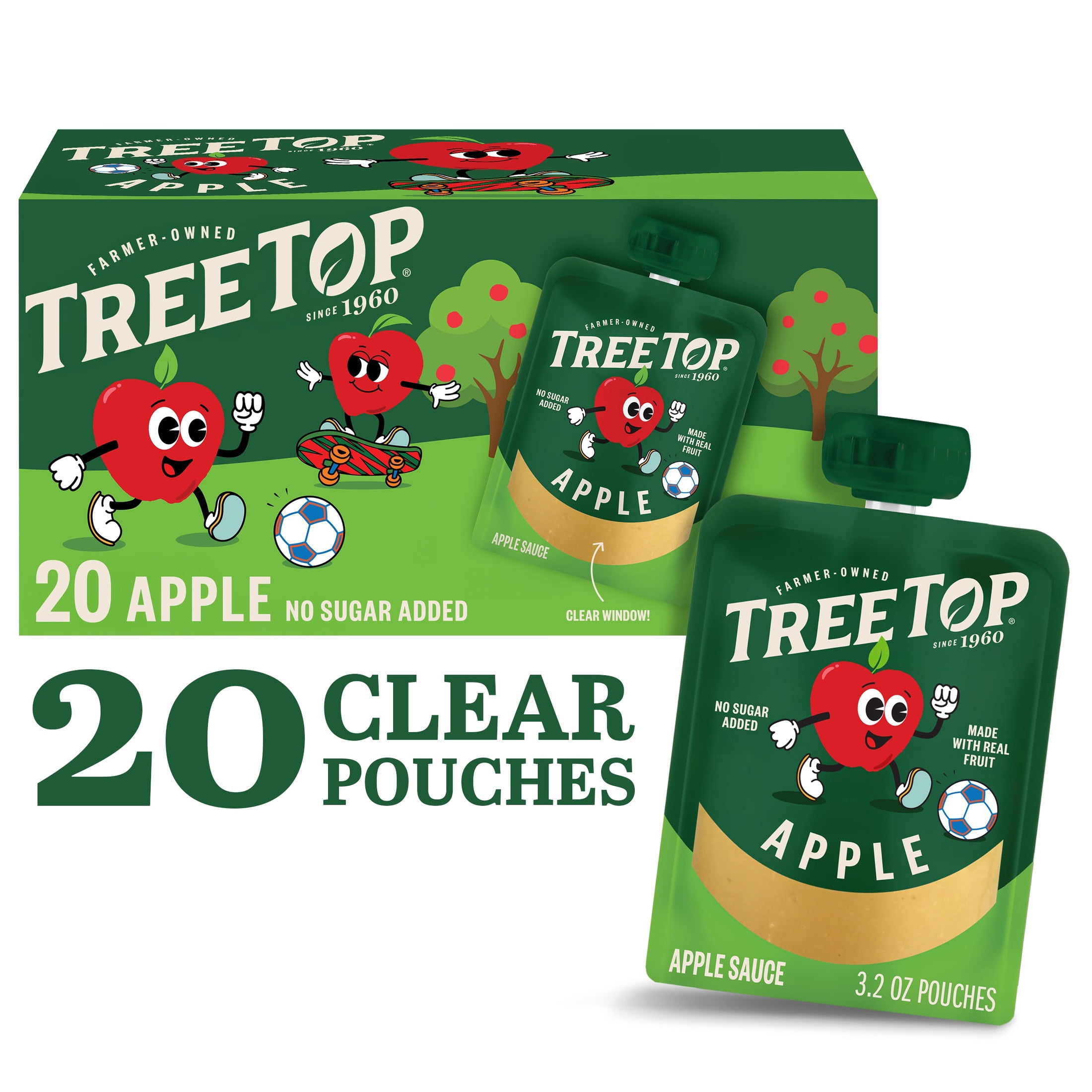 Tree Top Apple Sauce Pouches, No Sugar Added, 3.2 Oz, 20 Count
