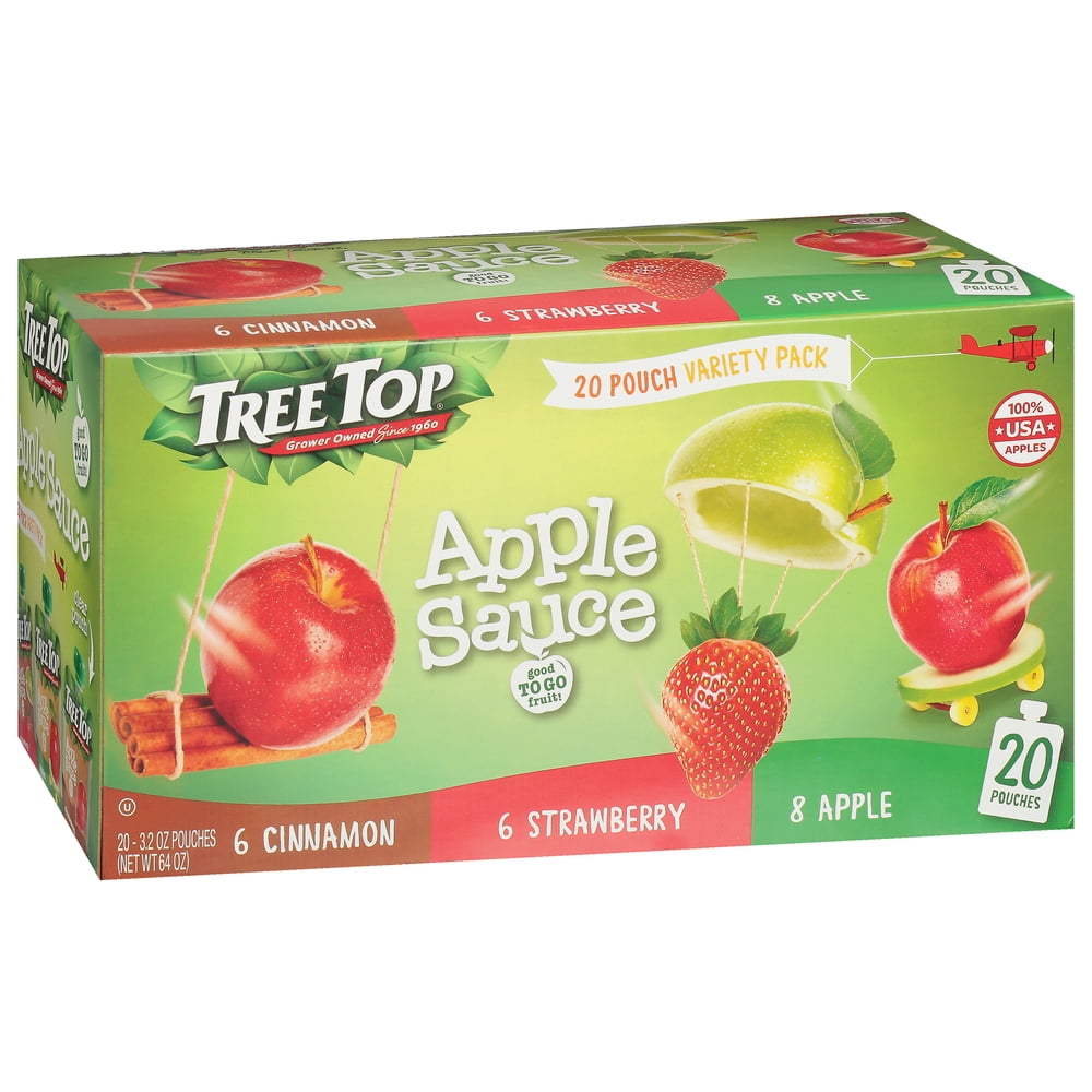 Tree Top Applesauce Variety 20Pack (Cinnamon, Strawberry, Apple)