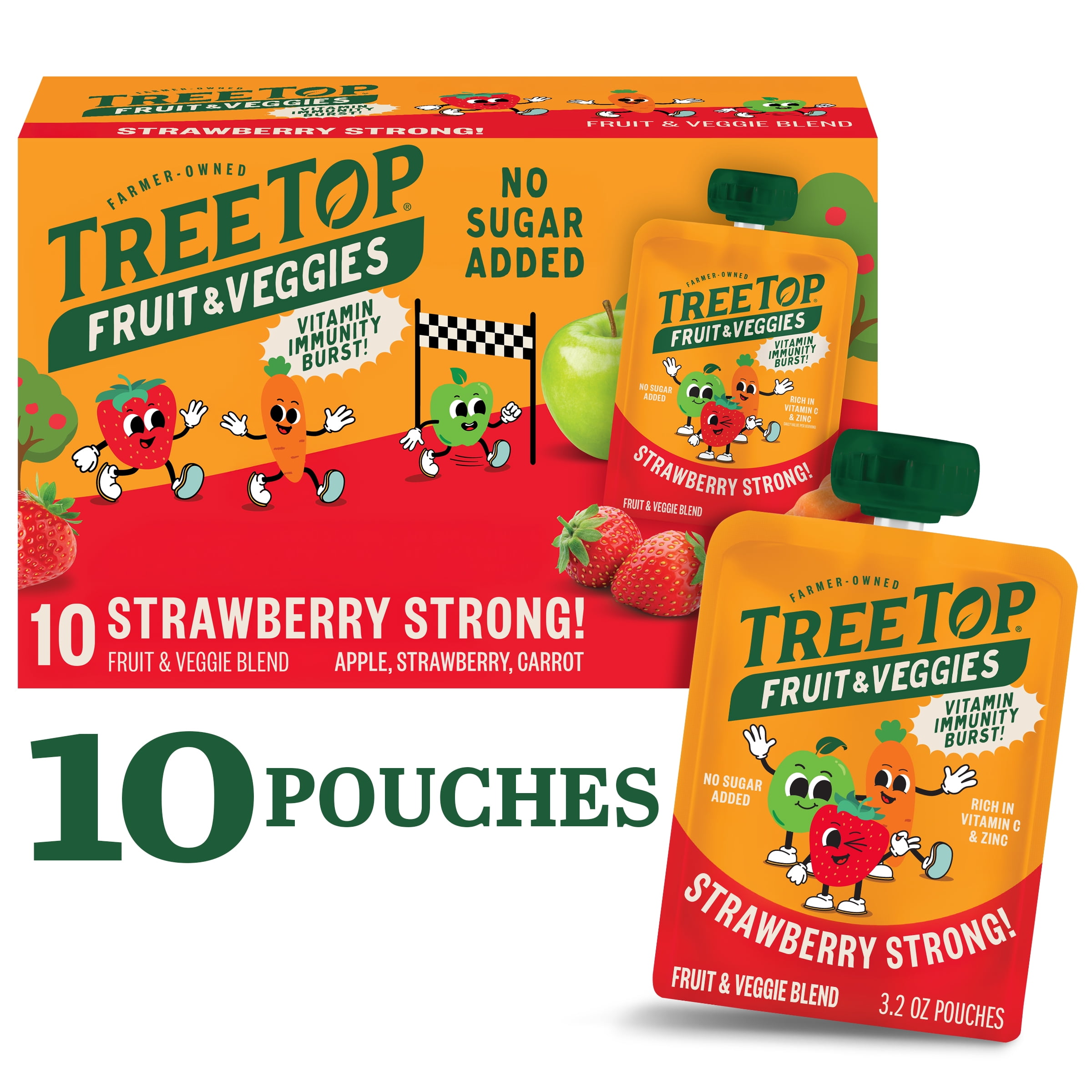 Tree Top FAVs® Strawberry Fruit and Vitamin Immunity Pouch, 3.2 Ounce, 10 Count