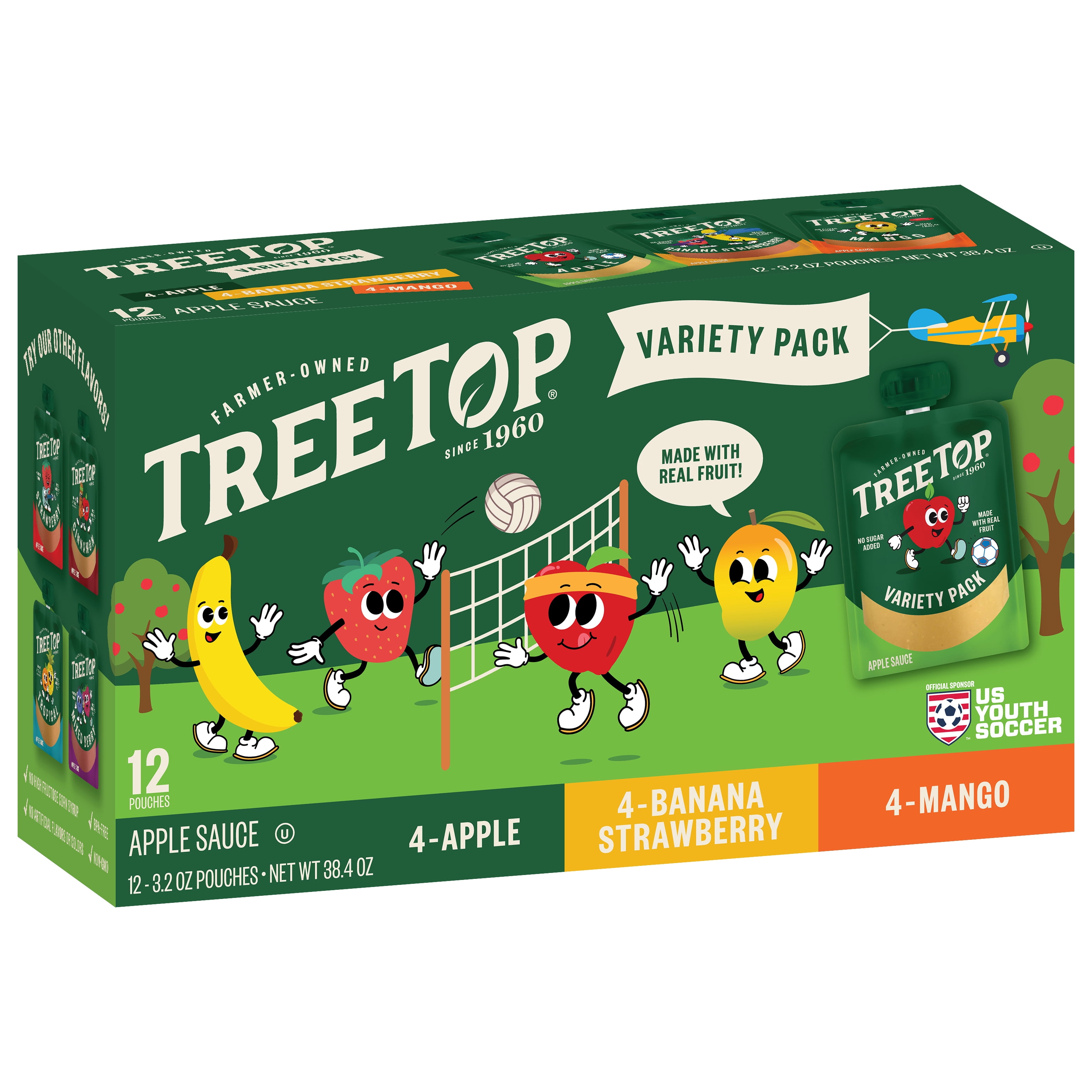 Tree Top Variety Pack Apple Sauce, 3.2 Ounce Pouch, 12 Count