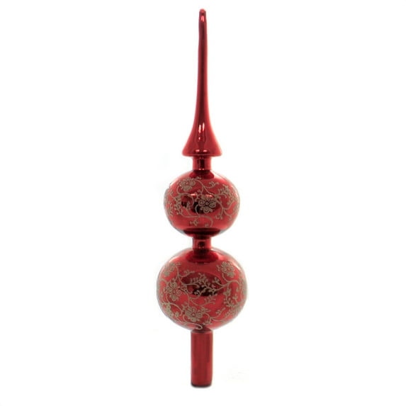 Tree Topper Finial Red Glitterlace Tree Topper Finial Red Velvet 900011A Shiny
