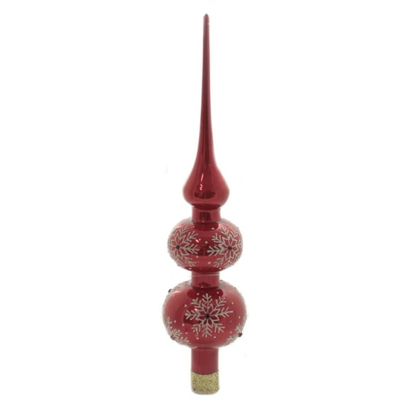 Tree Topper Finial Red Snowflake Tree Topper Glass Snow Christmas Finial Fin982