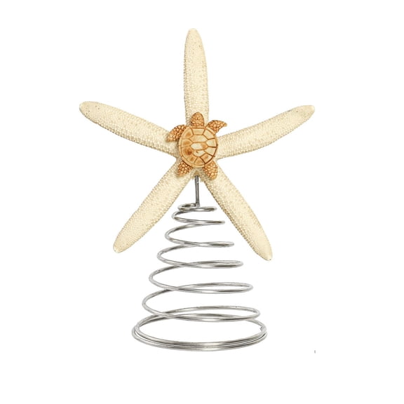 Tree Topper, Resin Simulation Starfish with Metal Spring Base, 1 Pack Nautical Themed Decor, for Christmas Holiday Tree Top Decoration Coastal Seasonal Home Party Atmosphere Enhancement