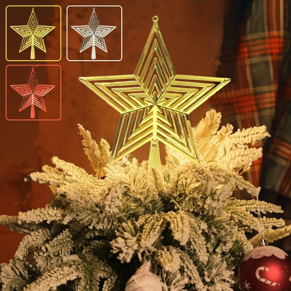 Tree Topper Star Pentagram Christmas Decor, Plastic Tree Top Ornament for Holiday Tree, Witchy Yule Altar Supply, Gothic Christmas Gift for Pagan Wiccan, Unique Holiday Decoration for Sopatenor