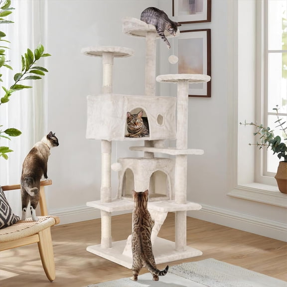 Tree Tower, Multi-Level  Condo with Sisal- Posts,   Tree for Large Cats, Indoor Use
