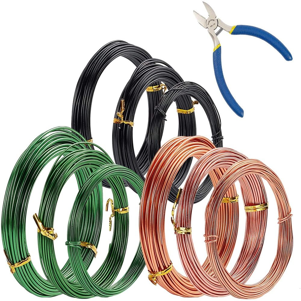 Tree Training Aluminium Wire 9 Rolls (Total 295 Feet) 3 Colors Bonsai Plant Training Wire 1/1.5/2mm Training Wire with Bonsai Wire Cutter for Holding Bonsai Branches DIY Mixed Color