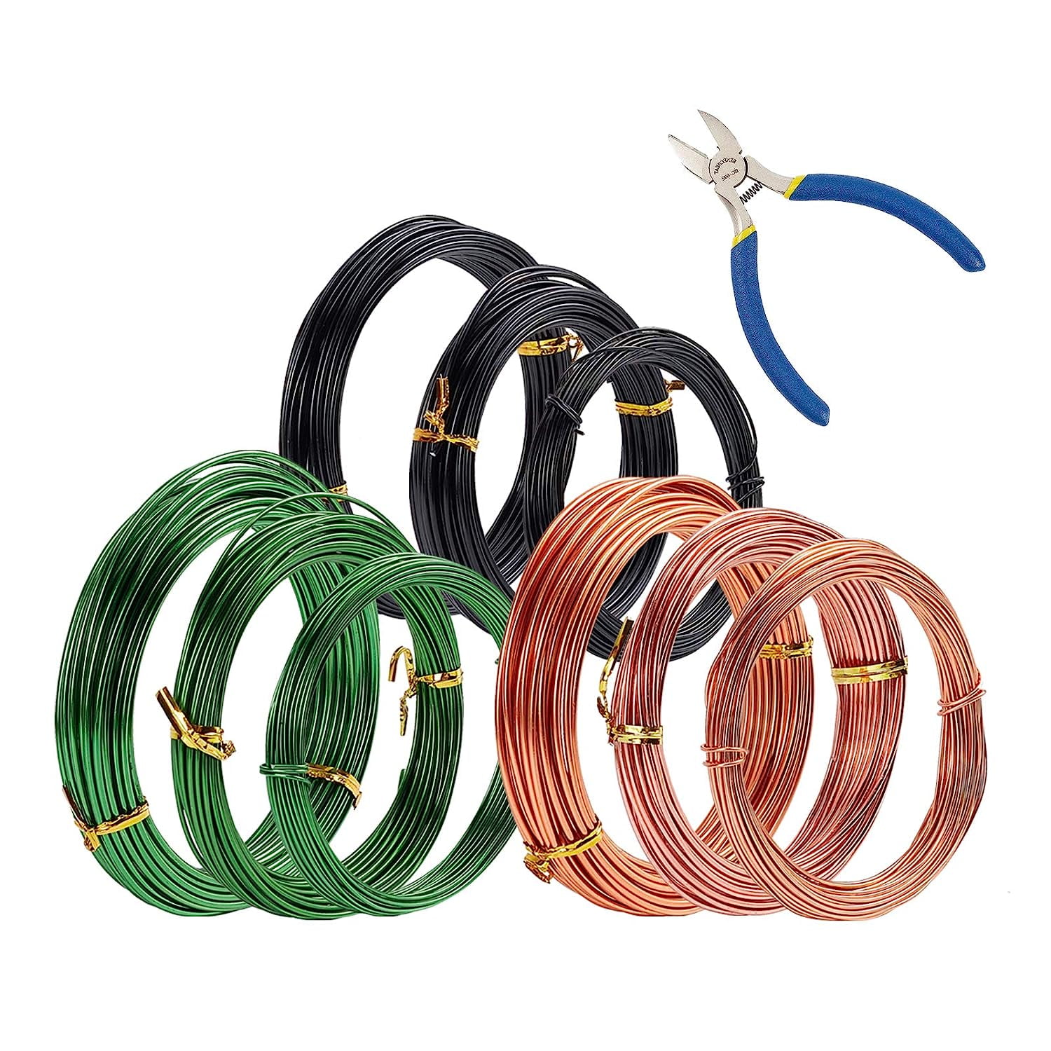 Tree Training Aluminium Wire 9 Rolls (Total 295 Feet) 3 Colors Bonsai Plant Training Wire 1/1.5/2mm Training Wire with Bonsai Wire Cutter for Holding Bonsai Branches Making DIY