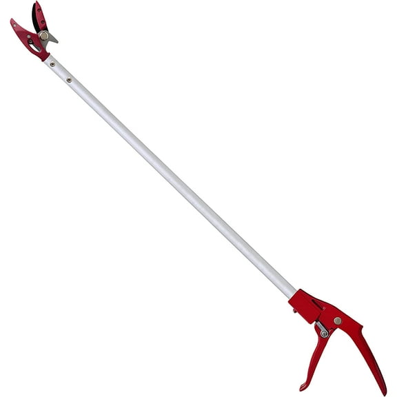 Tree Trimmer, 2 Foot Pole Pruner, Long Reach Pruning Shears, Cut and Hold Garden Clippers, Aluminum Lightweight Handle Fruit Picker, Branch Bypass Loppers