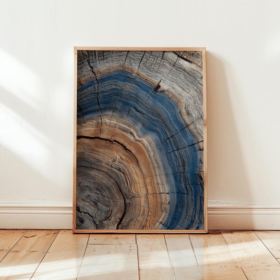 Tree Trunk Crosssection Print Earthy Moody Wood Grain Texture Art