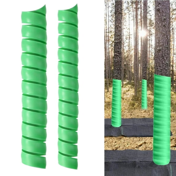 Tree Trunk Protector 2 Pack,2 Size Plastic Spiral Tree Guard, Tree Wrap to Protect Saplings Plants from Deer Rabbit Cats Rodents Mowers (Green)