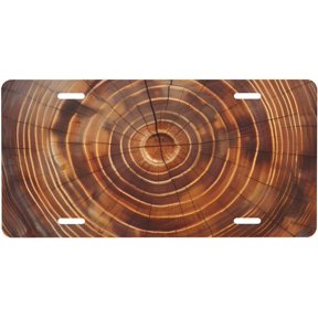 Tree Trunk Texture with for & Back Licenses Decorative Car Front License Plate, Decorative Auto Tag, Aluminum Metal, 4-Hole, 6 x 12 Inch