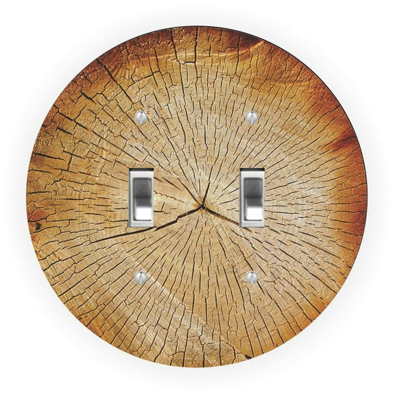 Tree Trunk Wood Design - Round Light Switch Plate Cover - Double Toggle