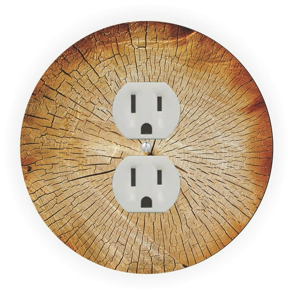 Tree Trunk Wood Design - Round Light Switch Plate Cover - Outlet Cover