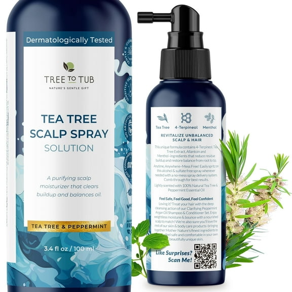 Tree To Tub Dry Scalp Spray - Intensive Scalp Moisturizer for Men & Women - Tea Tree Leave in Scalp Moisturizer for Dry Scalp, Flaky Buildup & Excess Oil
