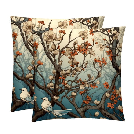 Tree Velvet Throw Pillows Set of 2 - Decorative Pillows with Unique Patterns for Sofa Couch Bed - Pillow Covers - Available in 16x16, 18x18, 20x20 Inches