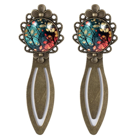 Tree Vintage Copper-Colored Lace Bookmarks: Stainless Steel Set for Book Lovers and Readers