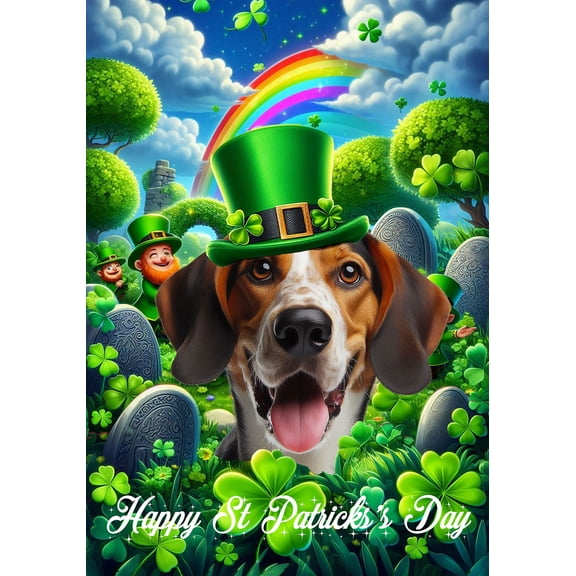 Tree Walker Coonhound - Best of Breed Saint Patricks Day Outdoor Garden Flag 12" x 17" Mailbox Flag Dog Flag