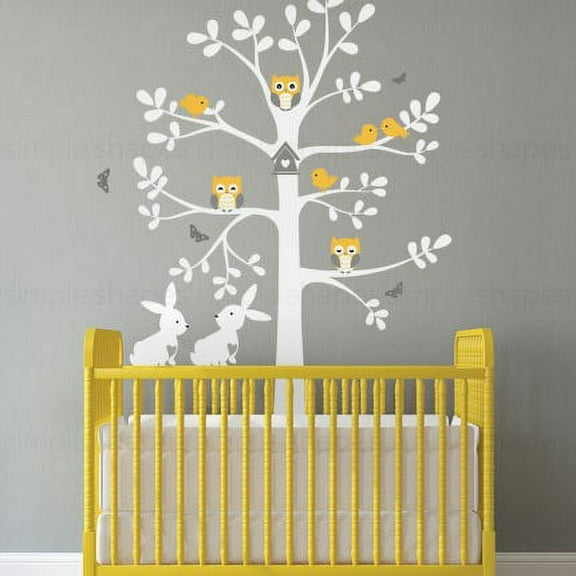 Tree Wall Decal with Animals - Standard 55-Inch w x 94-Inch h - Scheme A