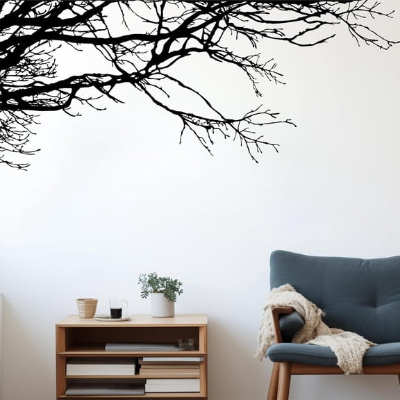 Tree Wall Decals Peel and Stick 6 Sheets Boho Black Wallpaper Modern Branches Style PVC Waterproof for Indoor Home Bedroom Kitchen Living Room Decor(Tree Style)