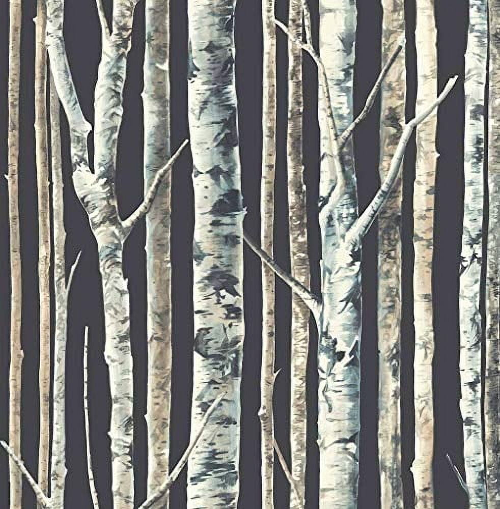 Tree Wallpaper Birch Wallpaper Blue and Silver Wallpaper Metallic ...