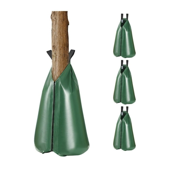 Tree Watering Bag 4 Pack 20 Gallon Slow Release Drip Irrigation System with Zipper for New Trees Deep Root Targeting Refillable 5 to 9 Hours Durable