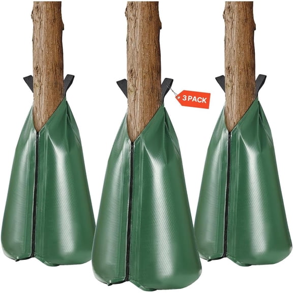 Tree Watering Bag Slow Release 3 Pack 20 Gallons, Water Bags for Trees, Refillable Tree Drip Irrigation Bags with Zipper, Durable Tree Watering System for Deep Root Targeting