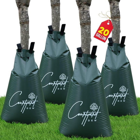 Tree Watering Bag Slow Release 4 Pack 20 Gallon- Heavy Duty Slow Release Watering Bags for Trees, Refillable Tree Bags for Watering, Deep Root Targeting
