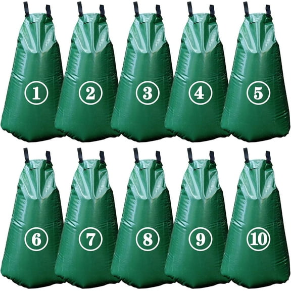 Tree Watering Bags 20 Gallon, Slow Release Gator Bags for Trees, Durable PVC Tree Drip Irrigation Bags with Heavy Duty Zipper, Deep Root Targeting - 10 Pack
