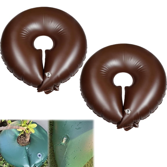 Tree Watering Ring Bag 10 Gallon 2 Pack Slow Release Irrigation (brown )